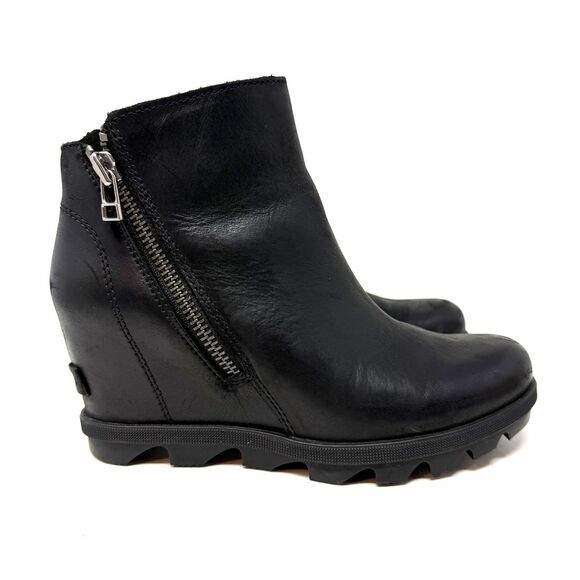 Sorel Joan Of Arctic Wedge Boots Booties Ankle Boots Black Sz 6.5 Fall Preppy - Picture 1 of 9
